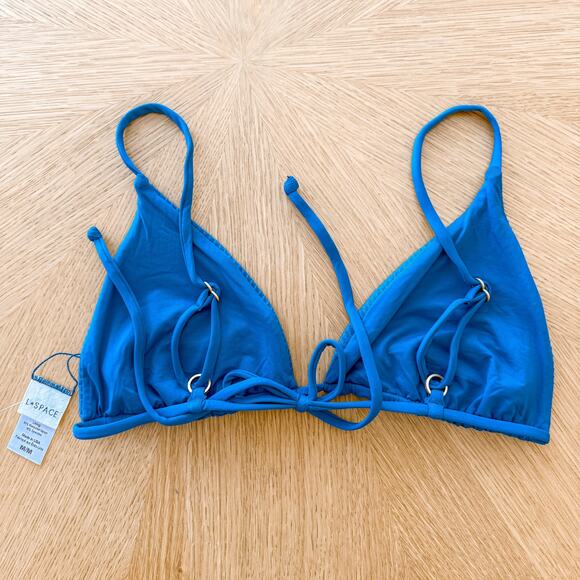 L Space Bikini Top Womens Medium Blue Brittany Ribbed Beach Coastal Summer NWT - Picture 6 of 6